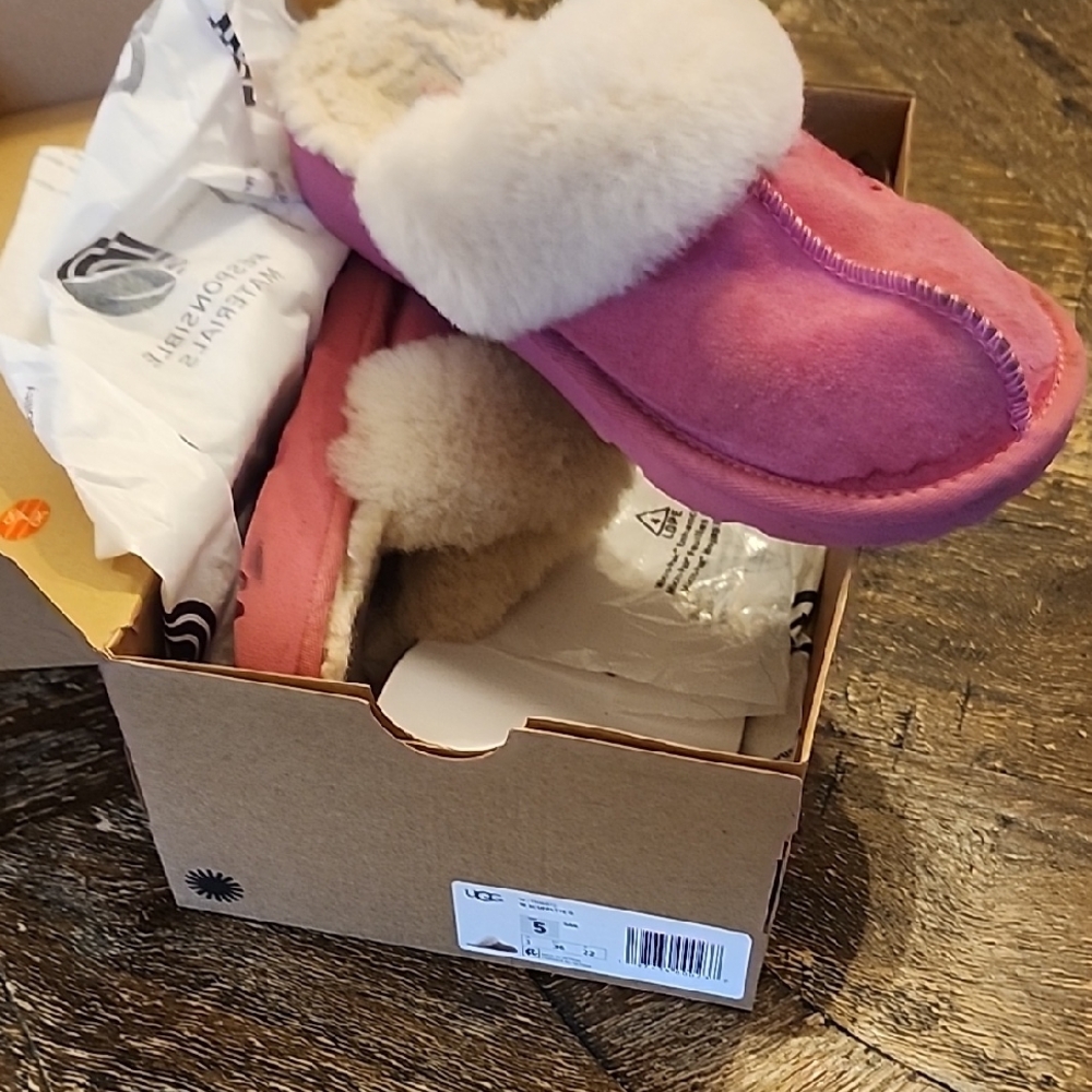 UGG Pink Shearling Slippers